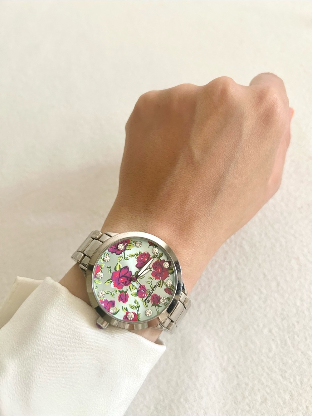 Betsyville Floral Dial Stainless Steel Women's Watch